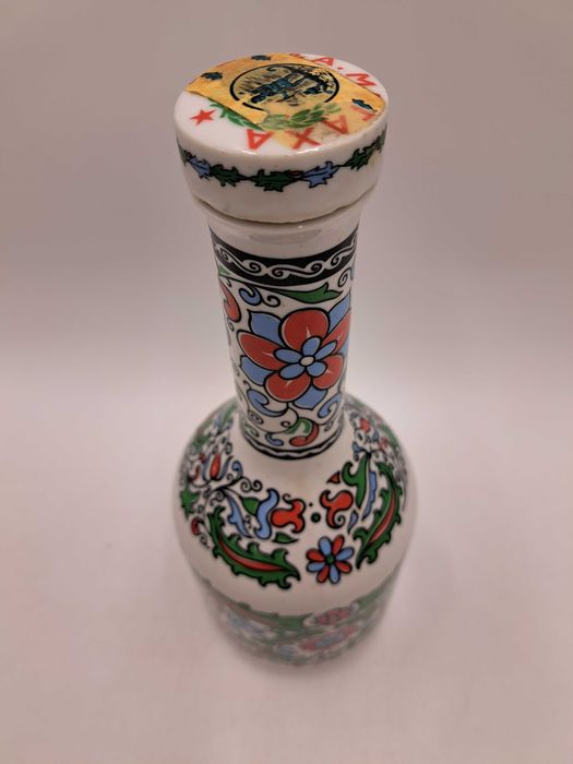 Butelka porcelanowa na metaxę karafka z korkiem kwiaty liście