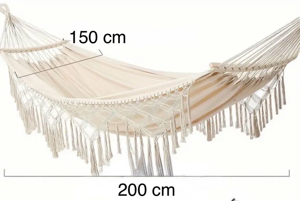 Piękny hamak Boho z drążkiem XXL