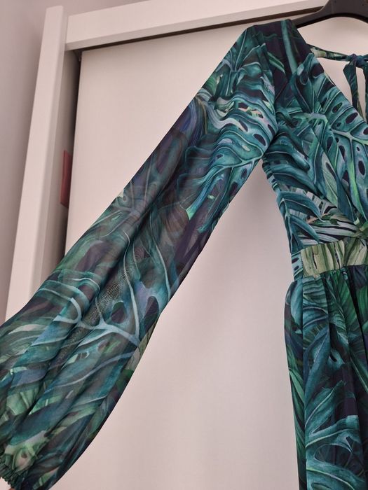 Sukienka maxi Roco 36, S zielona monstery wesele