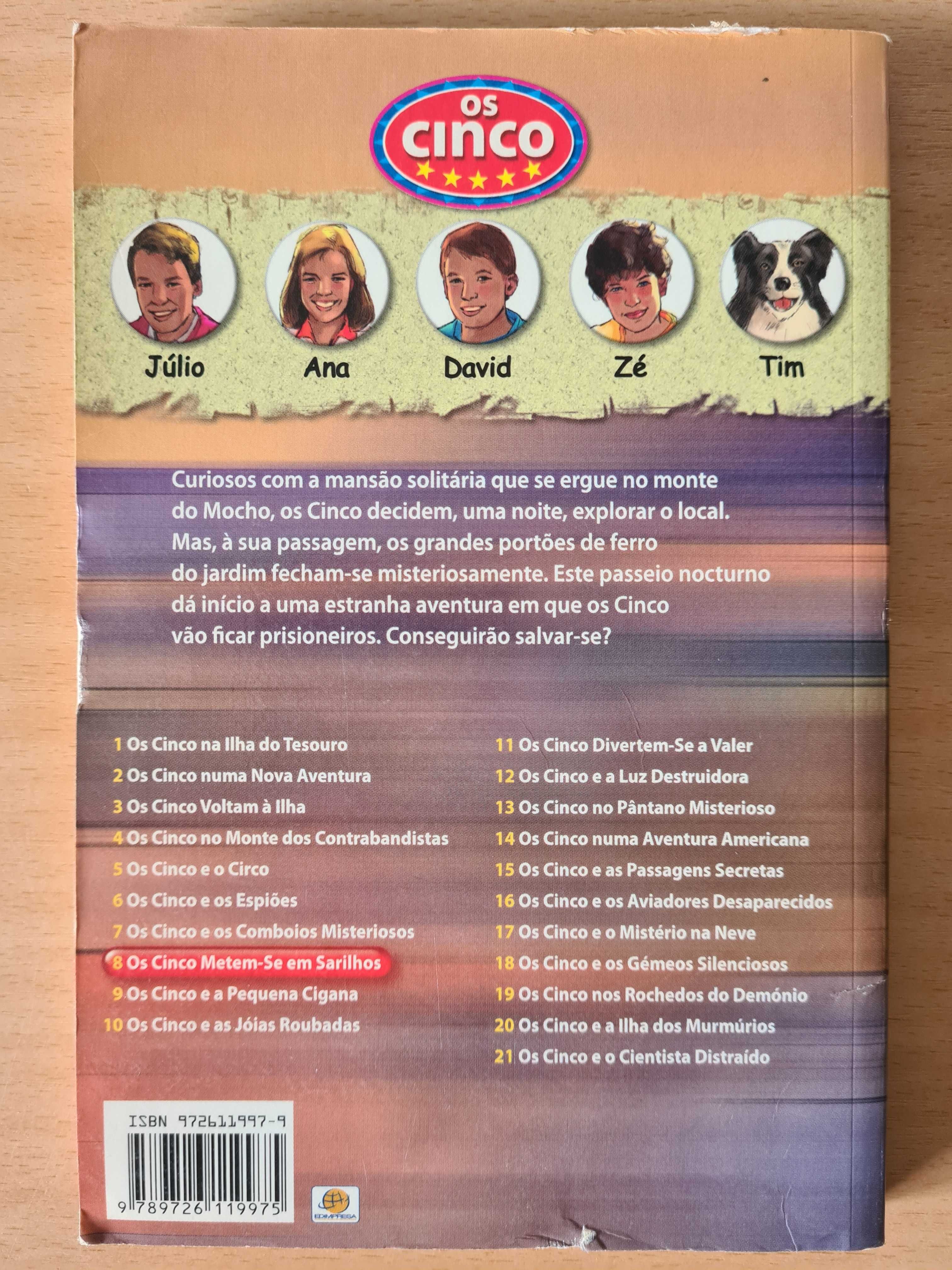 Livro "Os Cinco Metem-se em Sarilhos" de Enid Blyton