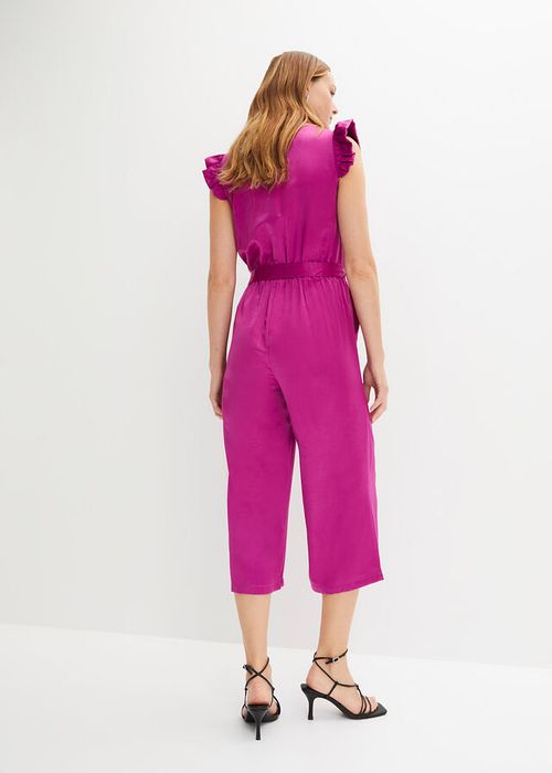 B.P.C fioletowy kombinezon satynowy z falbanami ^42