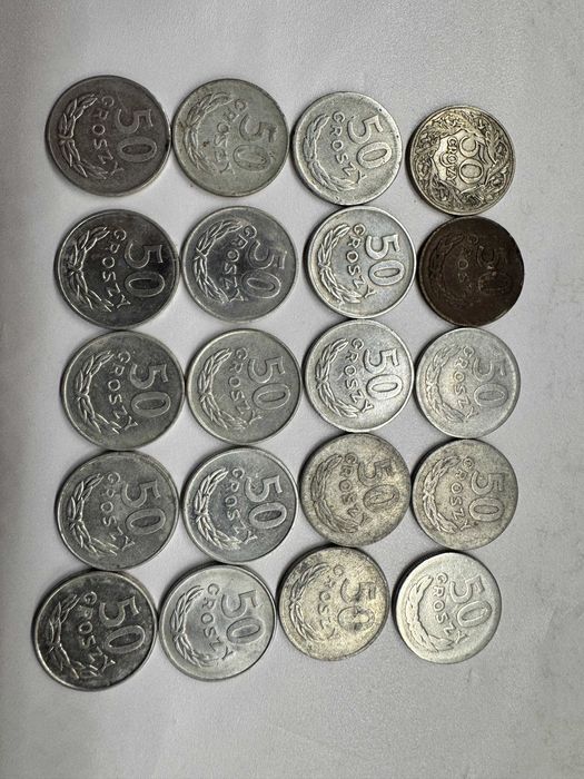 Monety 50 groszy od 1923 do 1987 roku 20 sztuk komplet