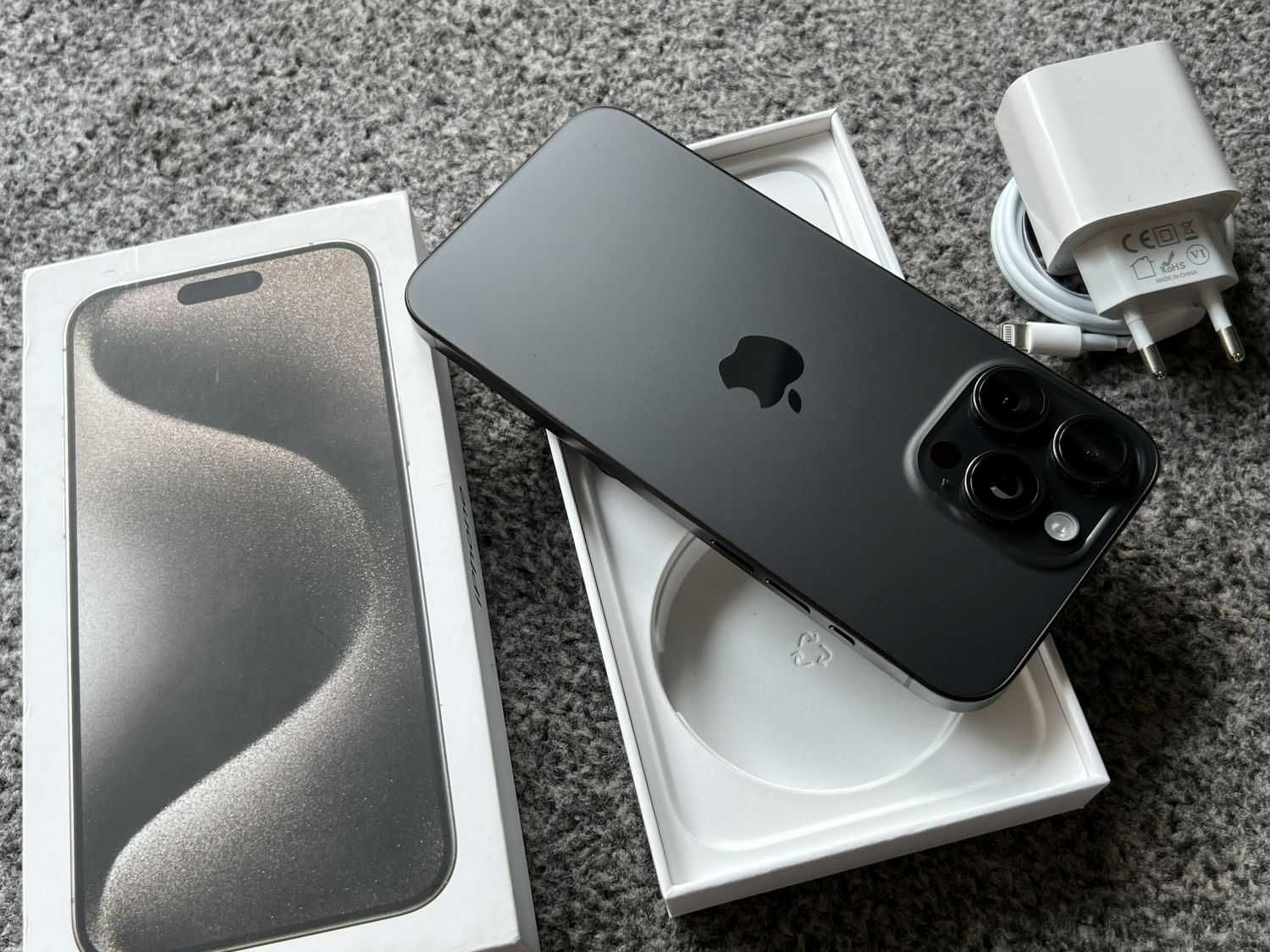 iPhone 15 Pro Max 512GB Black Czarny Grey Grafitowy Bateria 98%+ SZKŁO