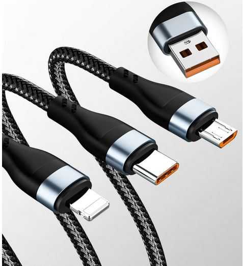 6A 3 w 1 kabel doładowania Micro USB type-c