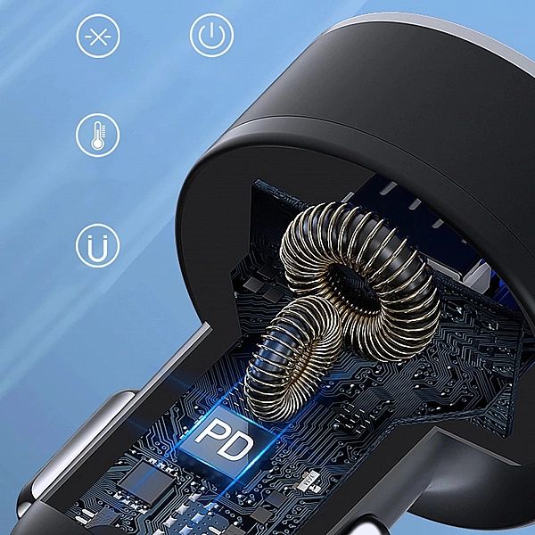 Ładowarka samochodowa Wozinsky WDCCB z wyświetlaczem 50W 2xUSB-C / 2xU