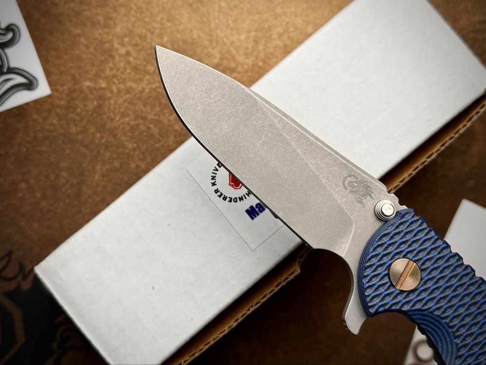 Нож Rick Hinderer XM-18 3.5 Slicer Battle Blue Blue G10 CPM-20CV