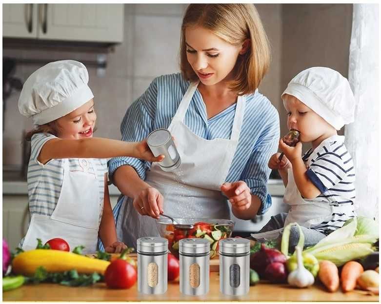 Zestaw słoiczków na przyprawy 12 SZT SZKŁO + STAL NIERDZEWNA