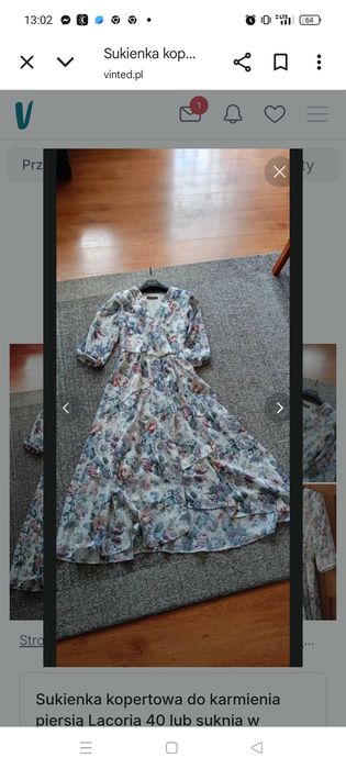 Sukienka kopertowa do karmienia LACORIA 40 lub suknia w kwiaty