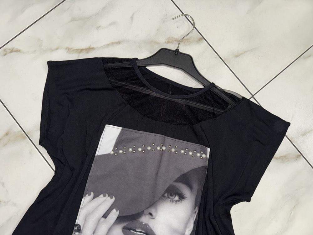 Женская вискозная черная блуза кофточка футболка F&F 52-54 (XL-2XL)
