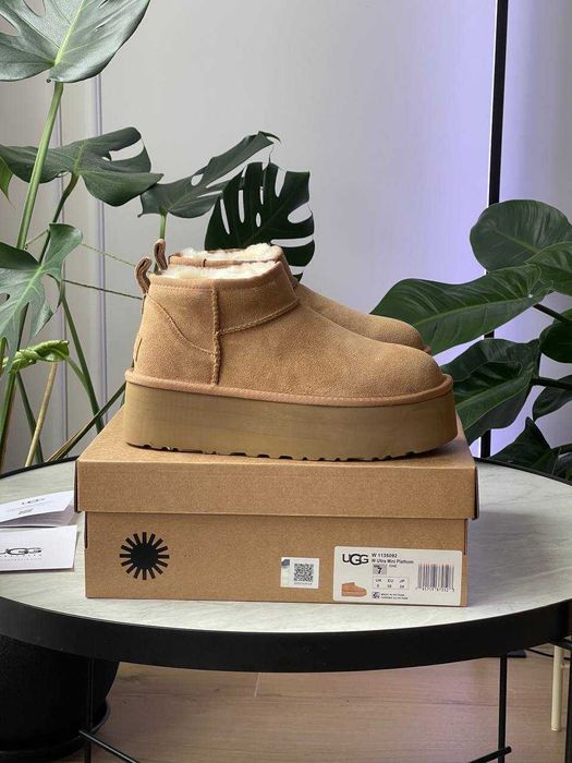 Женские Угги Ugg mini platform chestnut / Угги зимние LUX 37 38 39