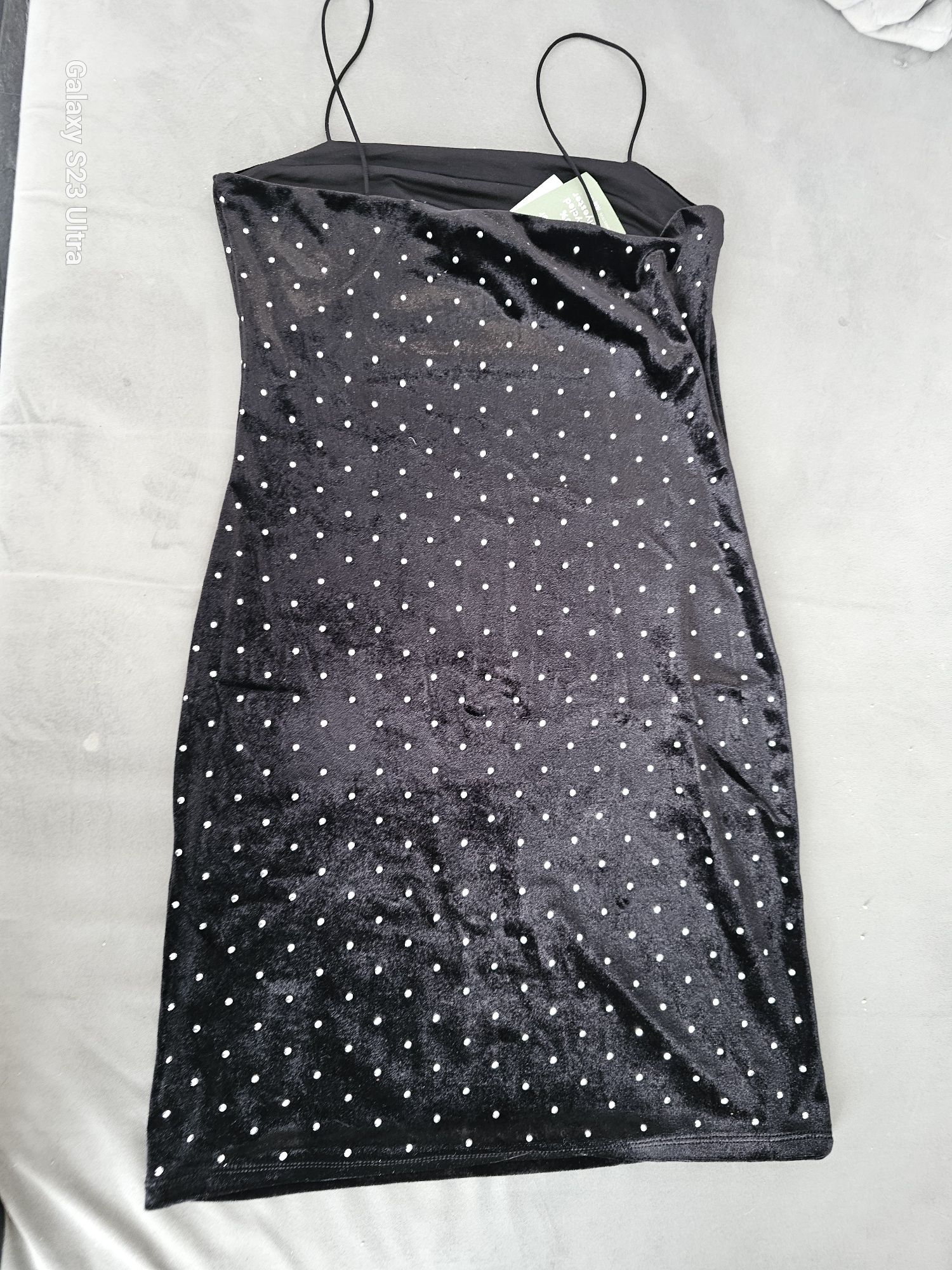H&M sukienka welurowa z nitami S