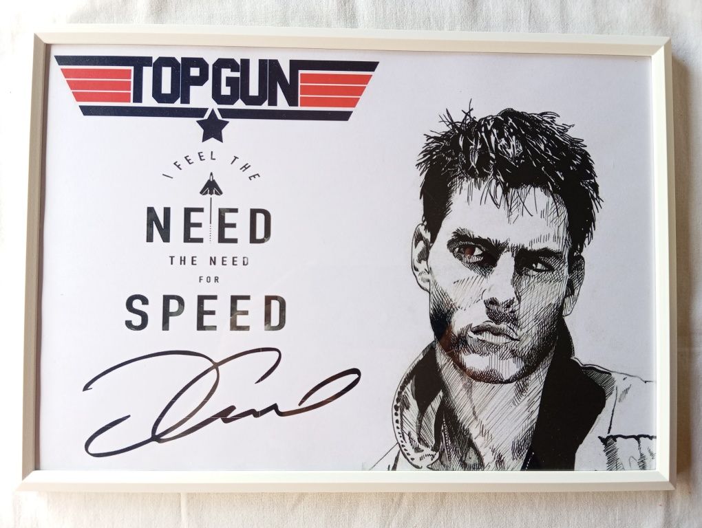 Moldura Filme Top Gun com Autógrafo Tom Cruise (A4)