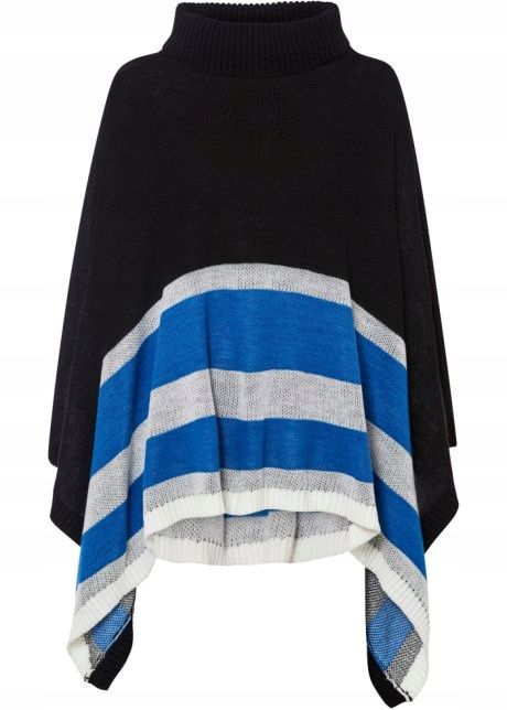 B.P.C poncho dzianinowe paski z golfem r.UNI