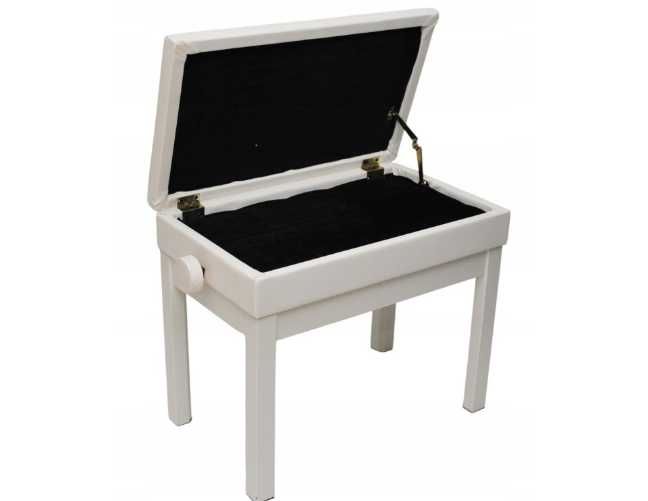 Regulowana Ława do fortepianu / keyboardu ze schowkiem PB-300 biała