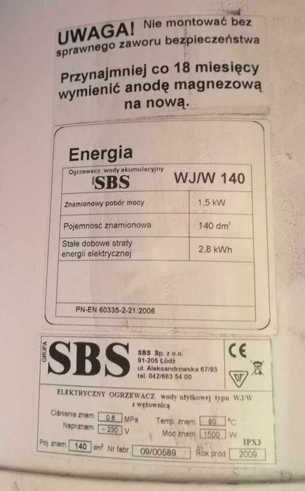 Terma - wiszący ogrzewacz wody, akumulacyjny