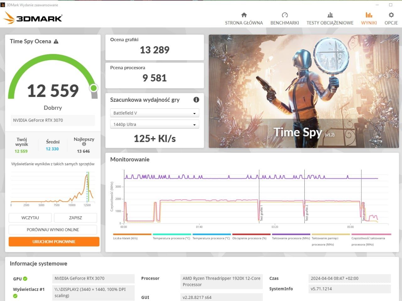 Komputer RTX 3070, thredriper 1920x, 64gb ram