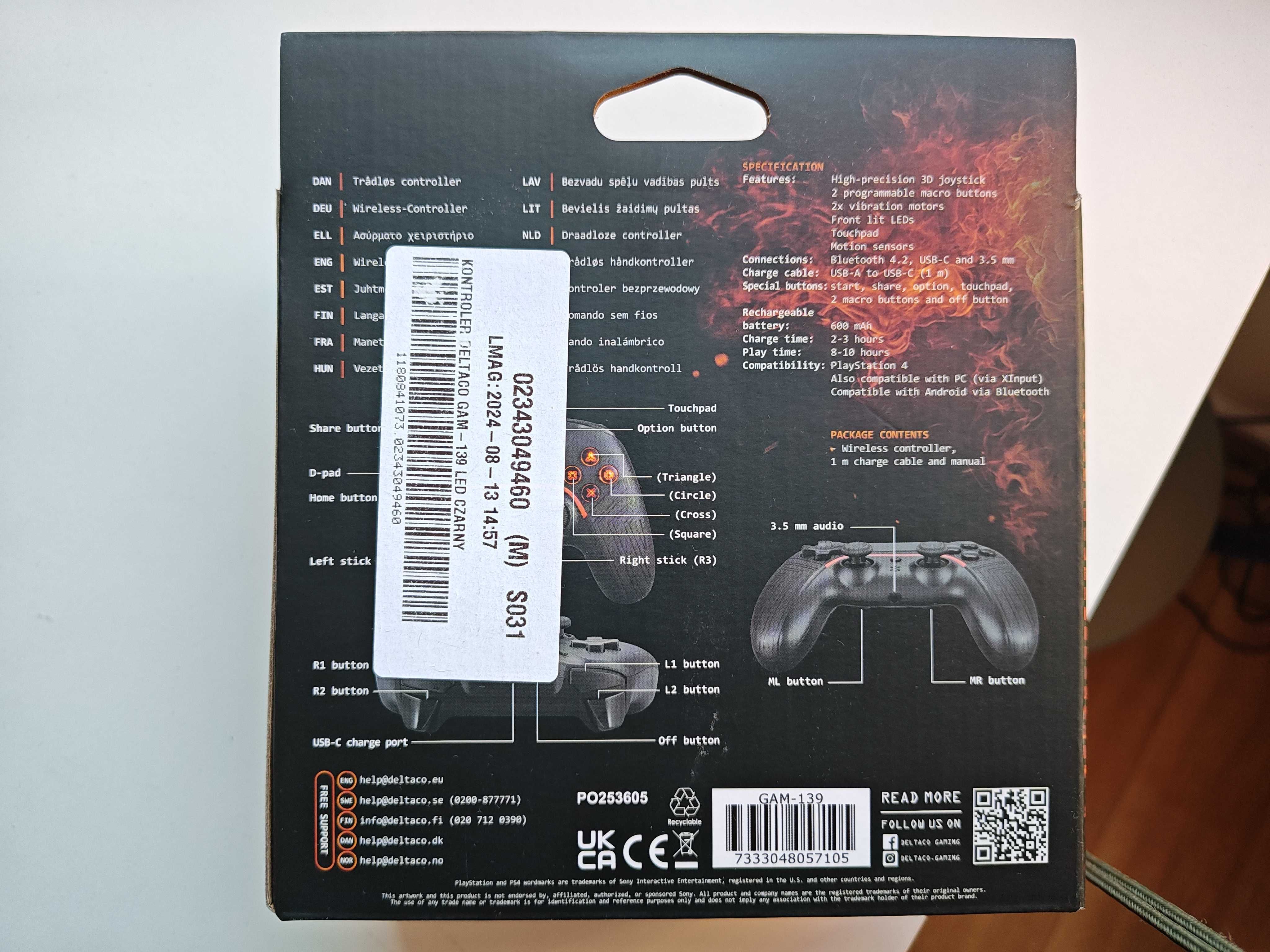 Kontroler DELTACO GAM-139 LED Czarny Gamepad
