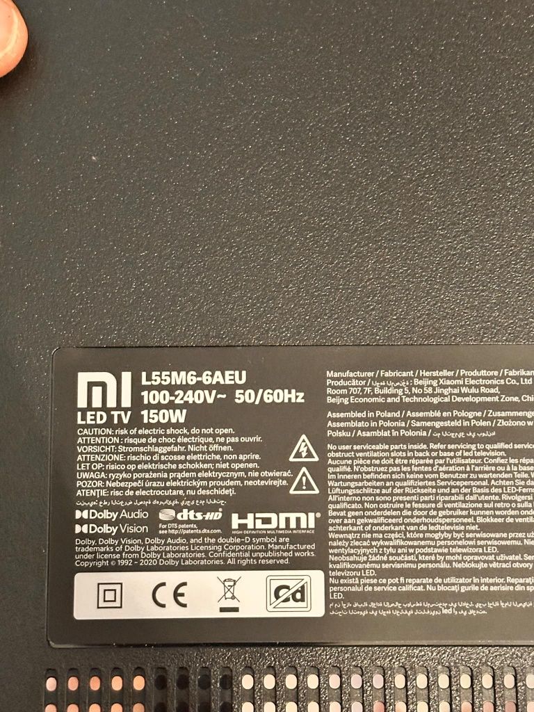 Części - Telewizor Xiaomi Mi LED TV P1 55" (L55M6-6AEU) 55" LED 4K And