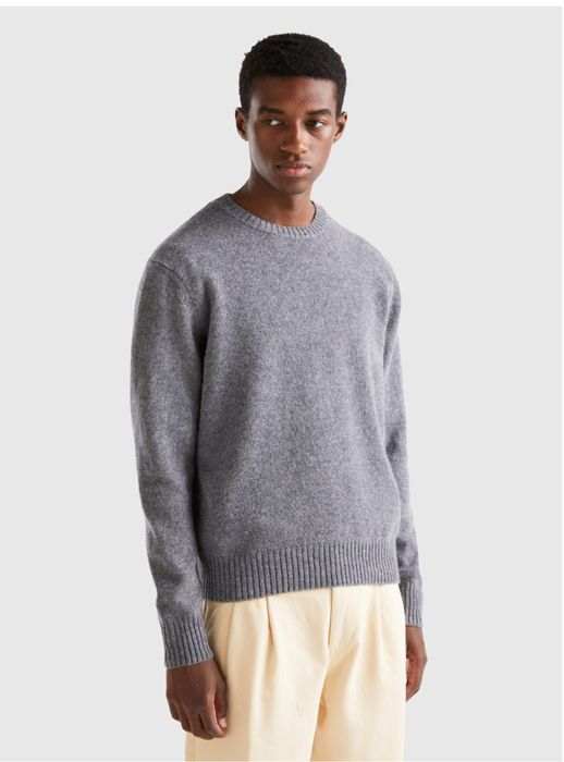 Сірий шерстяний светр джемпер benetton S чоловічий