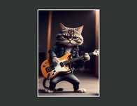 Plakat kot gitarzysta 3 do salonu/ pracowni - 50x70cm