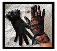 Czarne rękawiczki z koronki (rozmiar uniwersalny) #poetyckie #gotyckie