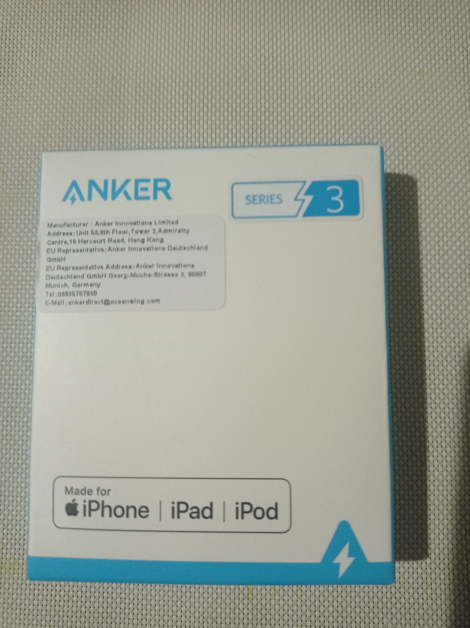 Кабель Anker  USB A - Lightning. (iPhone) 1 метр (А8152012)