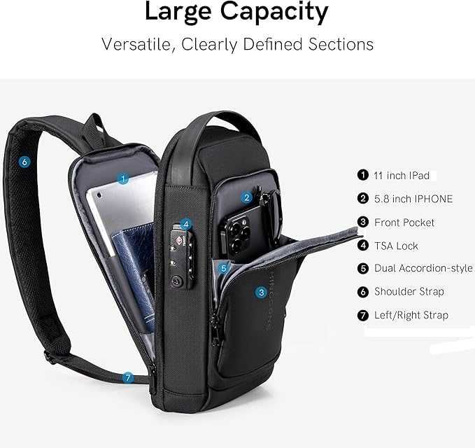 Torba plecak KINGSONS Crossbody USB antykradzieżowy laptop iPad PRO