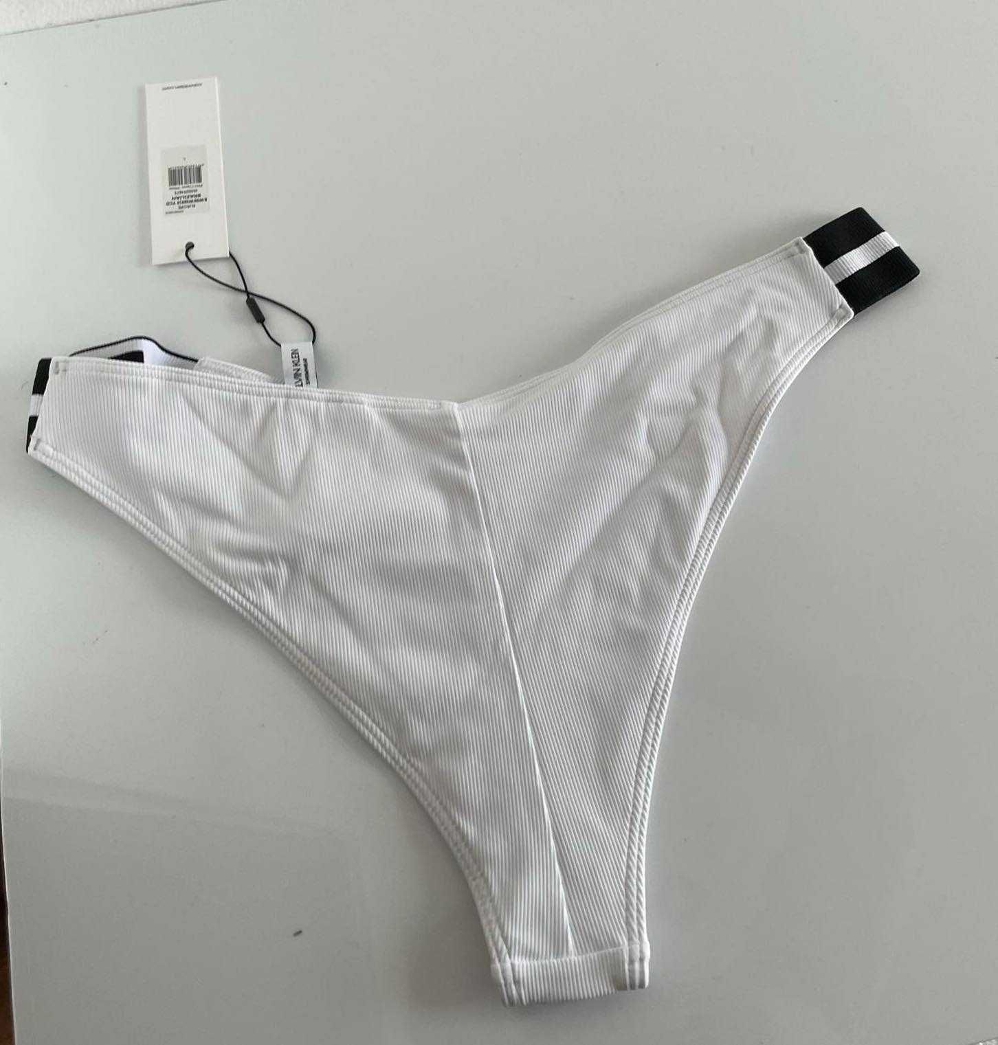 Calvin Klein swimwear Góra i dół od bikini komplet biały prążek 40 L