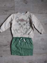 Komplet bluza Disney Bambi + spódniczka w kropki cool club rozm 110
