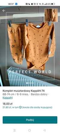 Musztardowy komplet body plus spodnie