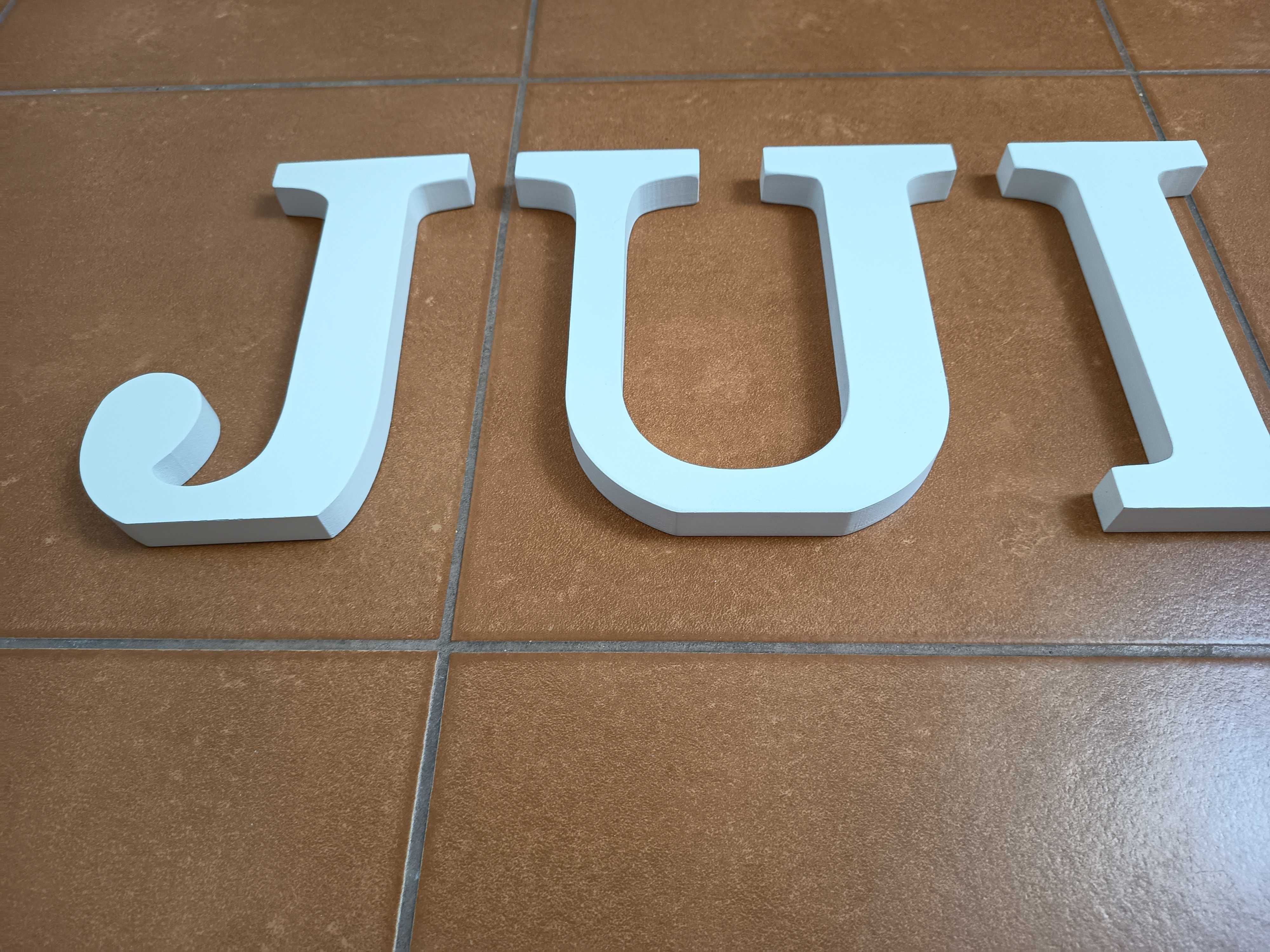 Litery drewniane białe 20 cm dekoracja 3D JULIA