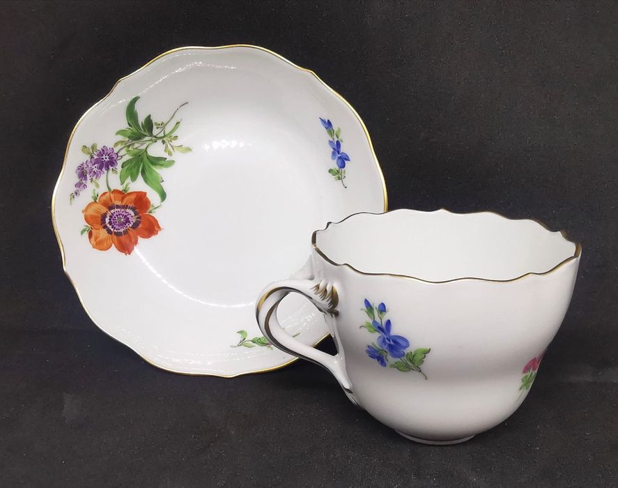 Porcelana Meissen DUO Mokka Miśnia Dekor kwiatowy