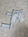 Grube legginsy jasny jeans z przetarciami na gumce