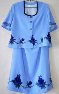 Костюм женский  блуза юбка голубой красивый большой р 56 олх доставНЕТ