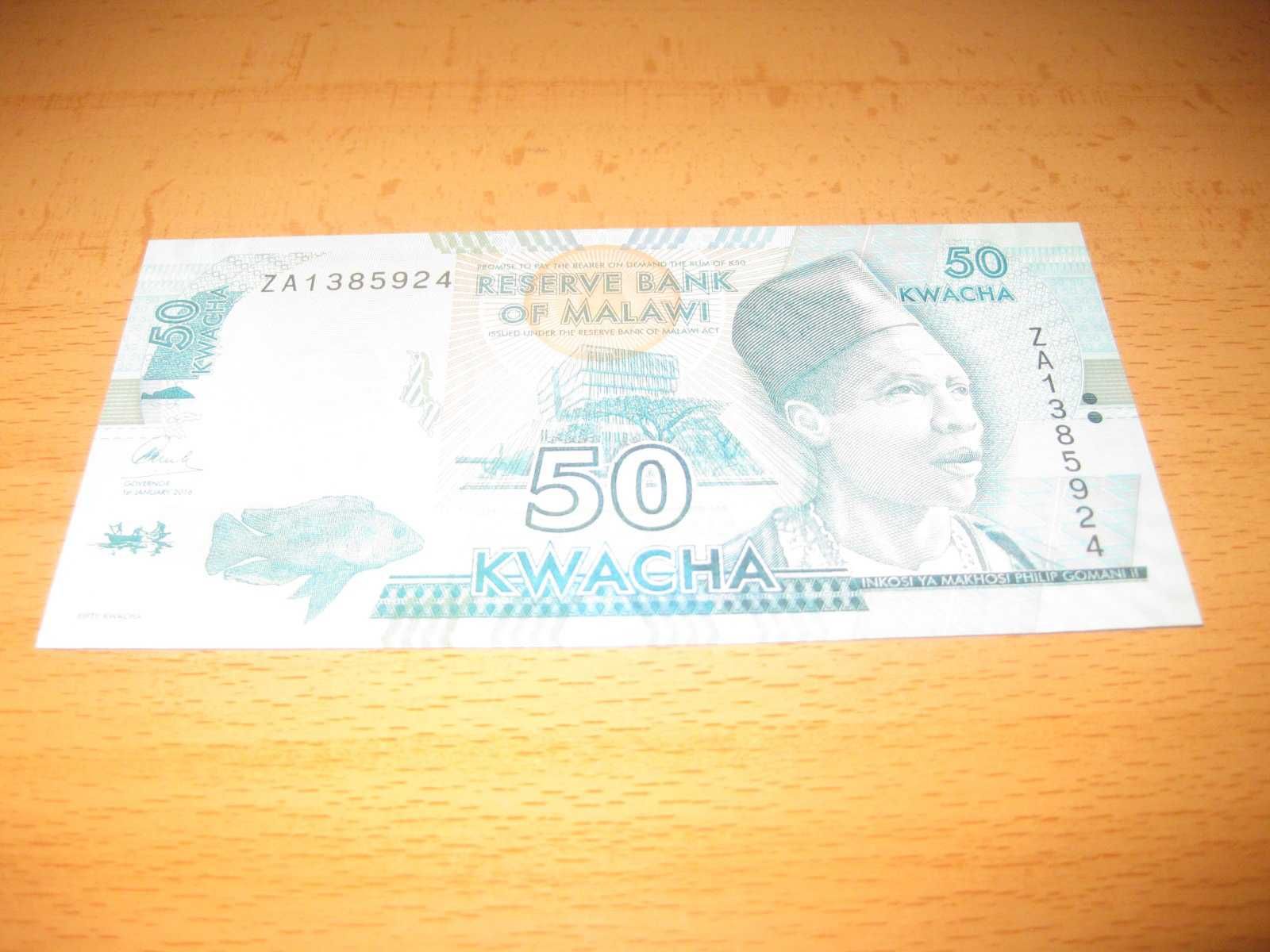 Nota do Malawi "50 Kwacha" UNC