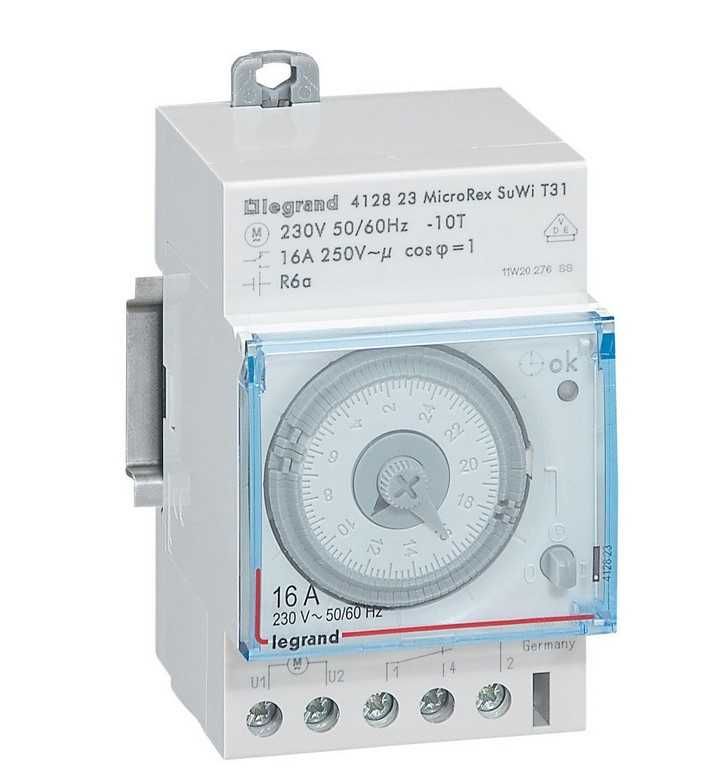 Programator analogowy 16A dobowy jednokanałowy 412823 Legrand kwarcowy