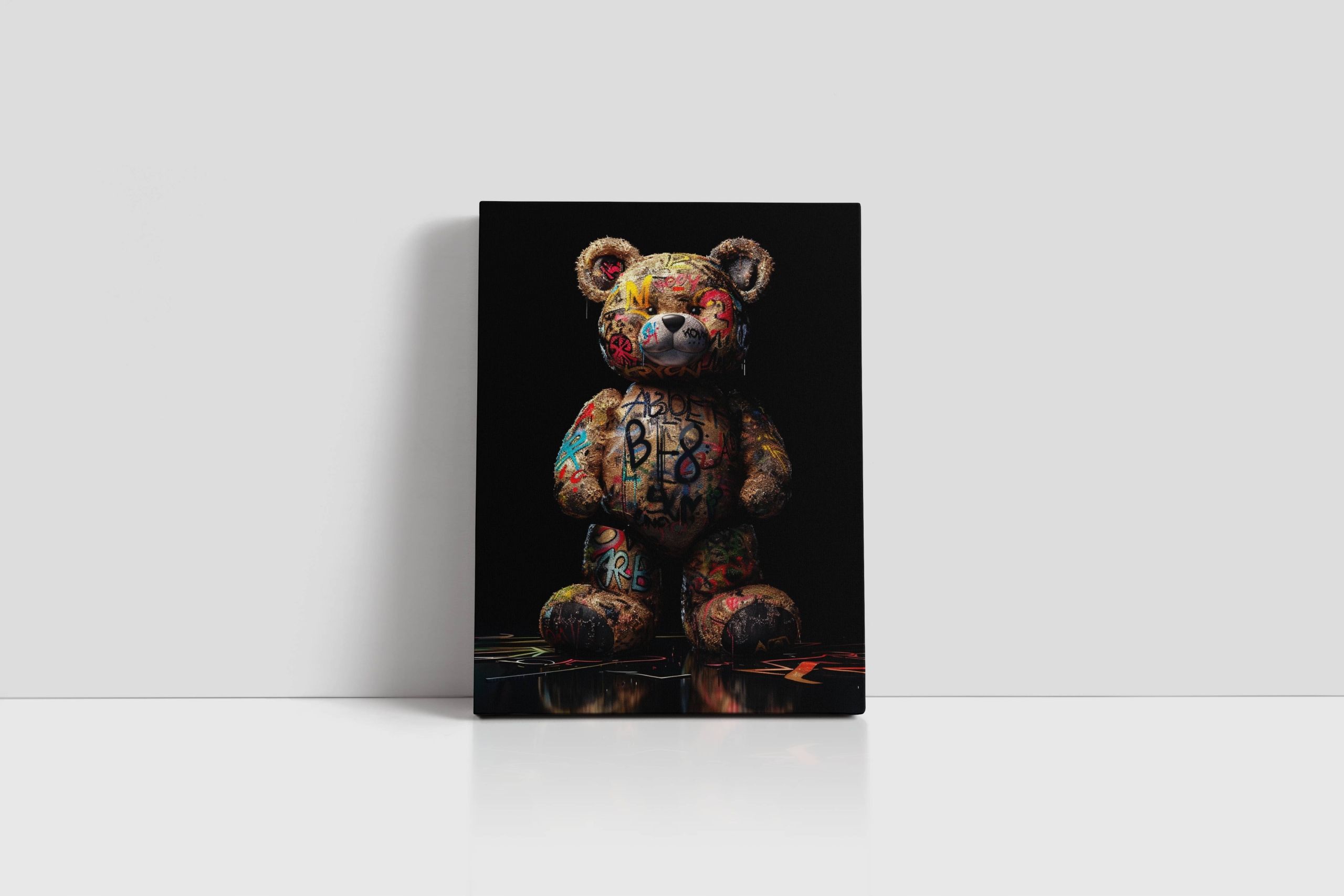Obraz na płótnie "Grafitti Miś" 30x40 cm - nowoczesna sztuka do wnętrz