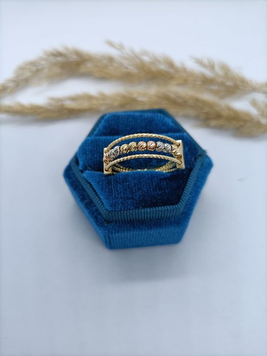 REZERWACJA Nowoczesny pierścionek ze złota, złoto pr 585