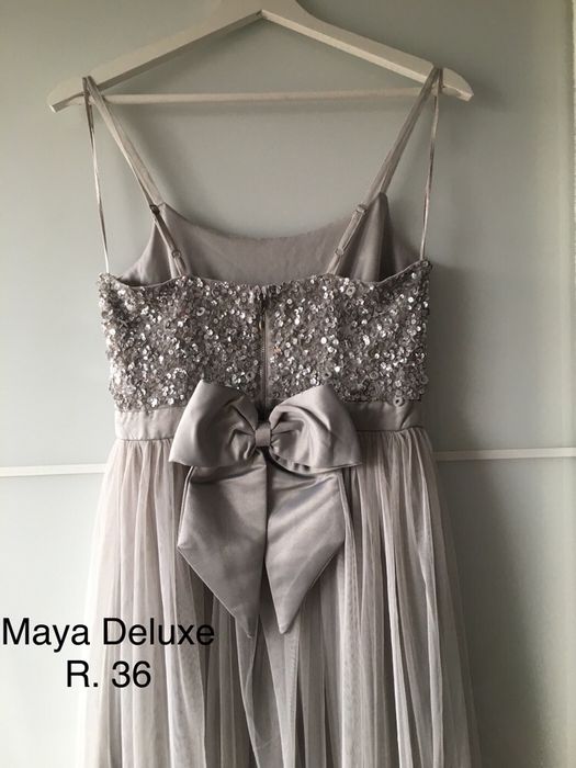 Maya Deluxe r. 36 midi sukienka na wesele tiul cekiny ASOS