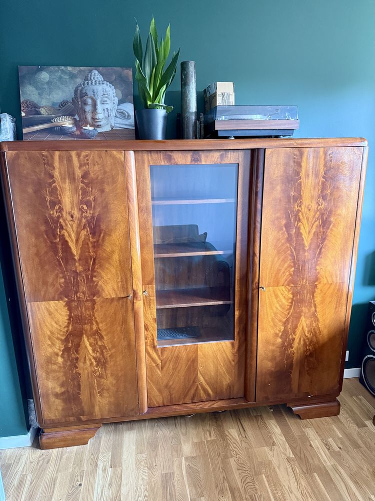 Gabinet art deco fornir biurko dwustronne i biblioteka PRL