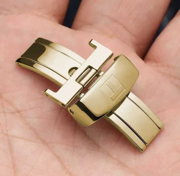 Zapięcie motylkowe 18mm do zegarka Tissot klamra różowe złoto srebrna