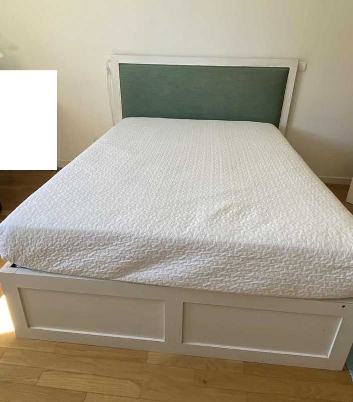Cama casal com arrumação + Cabeceira estofada
