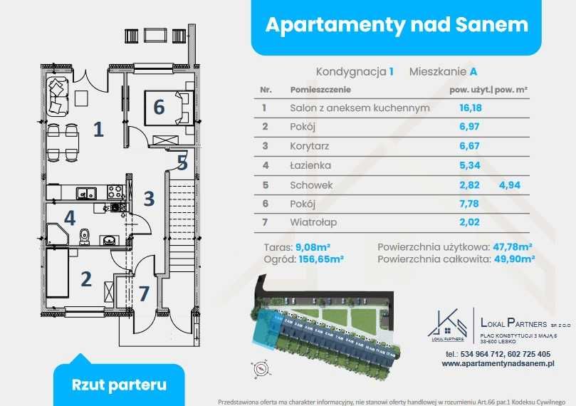 Mieszkanie Bieszczady /49m2 z ogródkiem /80m2 z tarasami. OD 6200zł/m2