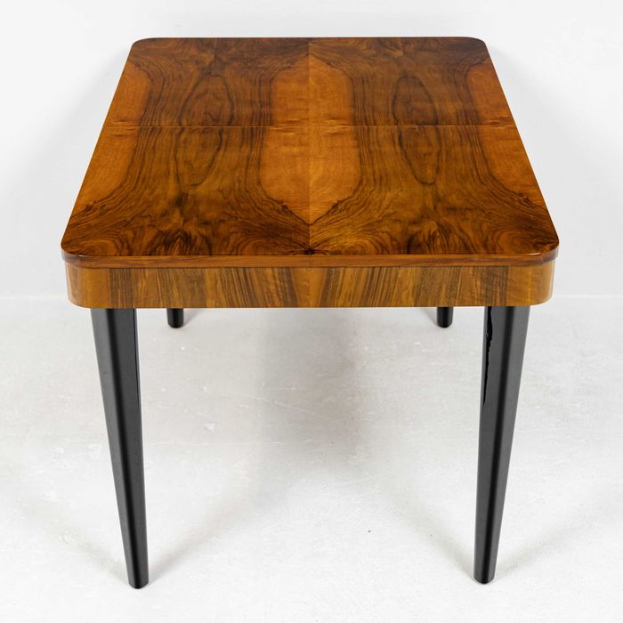 Rozkładany stół art deco projekt Halabala stary lata 50 orzech czarny