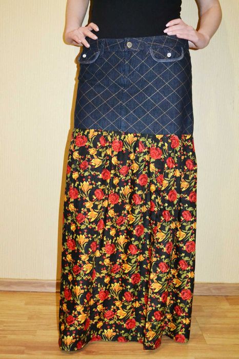 Джинсовая юбка с цветочной рюшкой Dolce & Gabbana