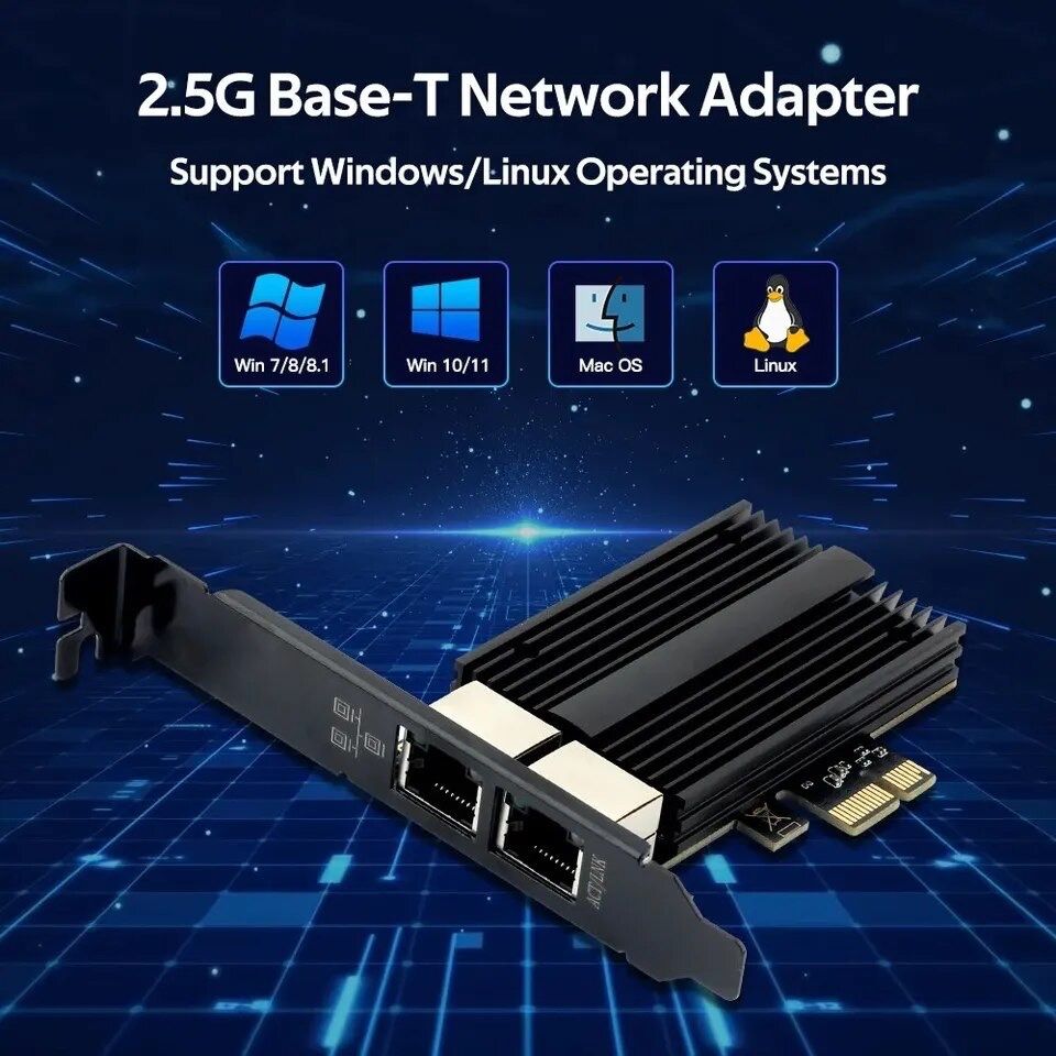 Сетевая карта PCI 2.5G RJ45 Network Adapter Intel I226-V 2 port