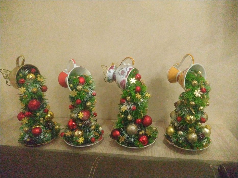 Топіарій кавове дерево паряща чашка кавова новий рік ялинка монети ка