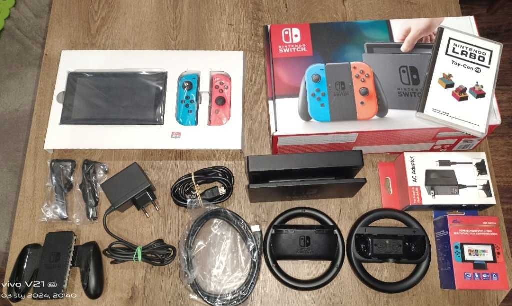 Nintendo Switch+2-ga stacja dokująca+2X Whell Pair