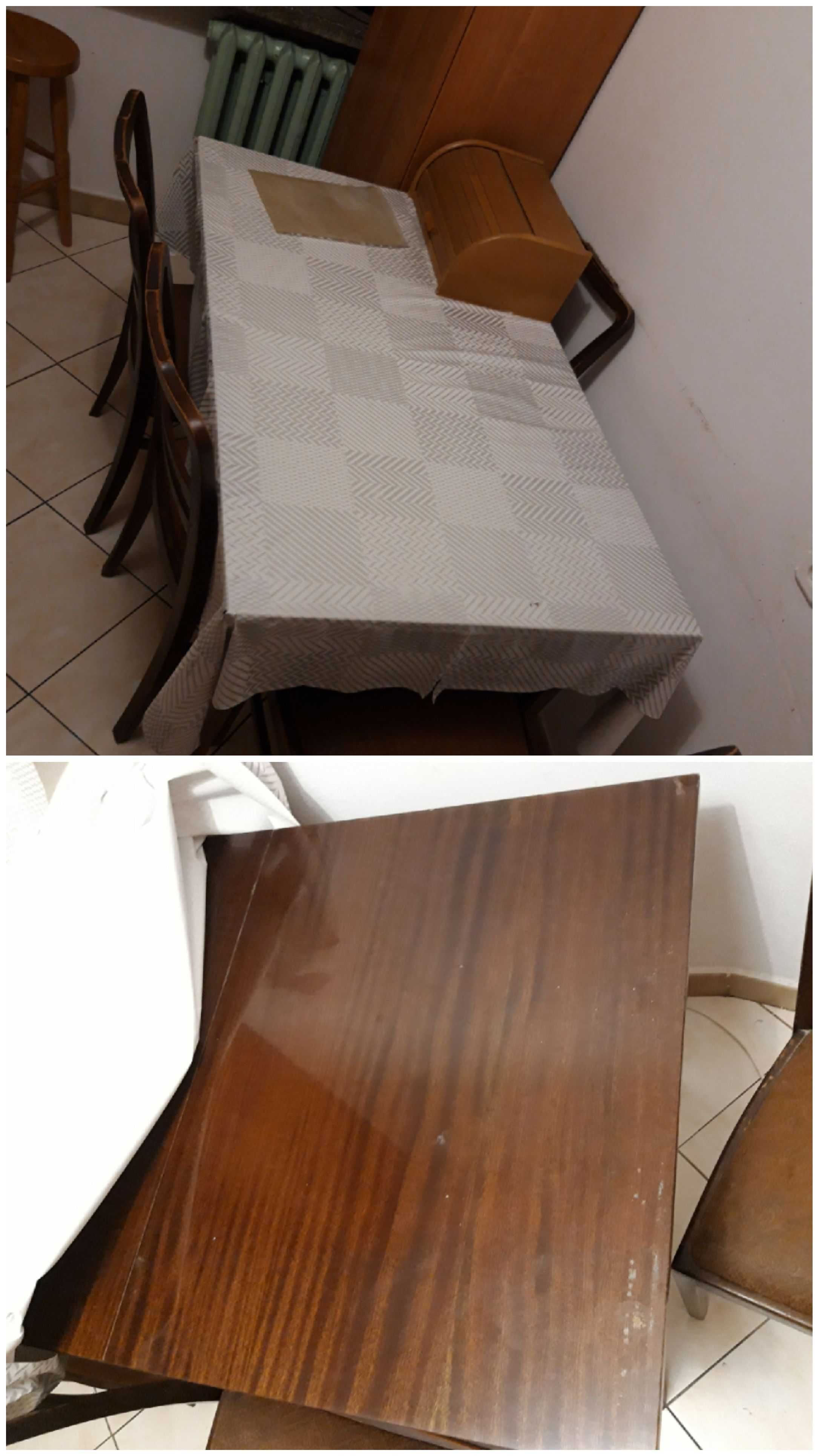 Starodawny rozkładany stół 75x120/160, do renowacji, PRL-wysoki połysk