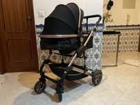 Carrinho de bebé Trio Preto e Dourado - 0-36 meses